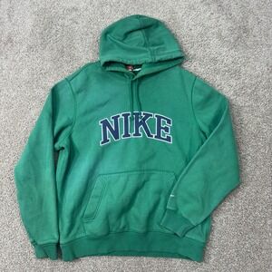 Nike Hoodie Mens Large Green Spellout Logo Pullover Fleece Athletic Dept